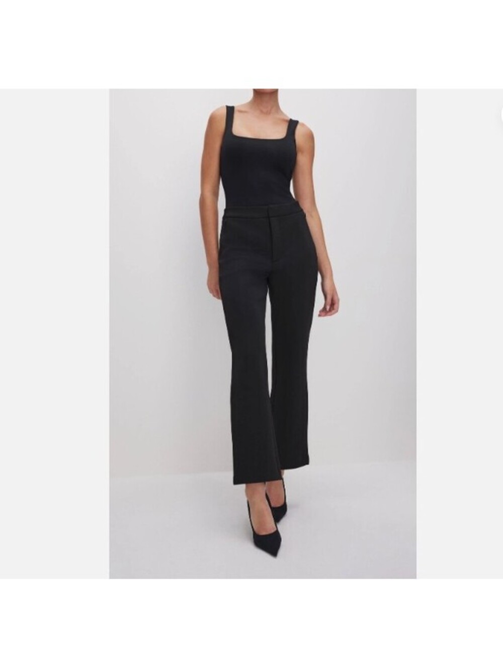NWT Good American straight leg scuba cropped stretchy black pants size 15